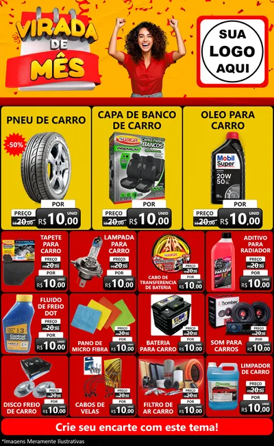 Modelo de Encarte para Encarte Grande com o tema Virada de Mês para Auto peças