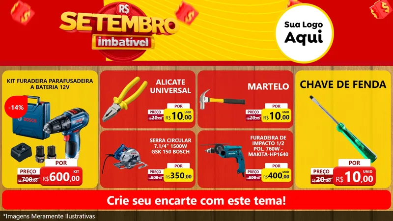 Modelo de TV para TV Horizontal com o tema Setembro Imbatível para Maquinas e Ferramentas
