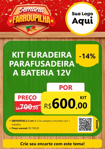 Modelo de Cartaz para Cartaz A4 Vertical com o tema Semana Farroupilha para Maquinas e Ferramentas