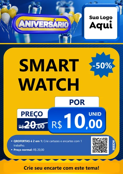 Modelo de Cartaz para Cartaz A4 Vertical com o tema Aniversário para Informática