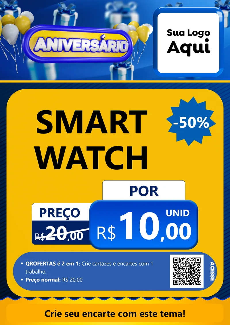 Modelo de Cartaz para Cartaz A4 Vertical com o tema Aniversário para Informática