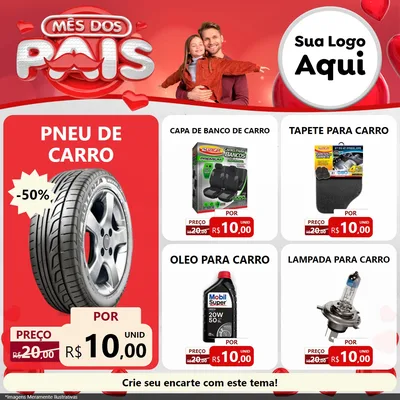 Modelo de Rede Social para Feed Facebook com o tema Mês dos Pais para Auto peças