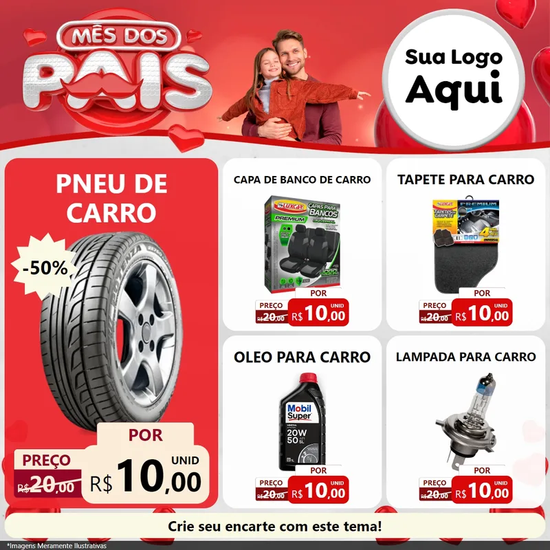 Modelo de Rede Social para Feed Facebook com o tema Mês dos Pais para Auto peças