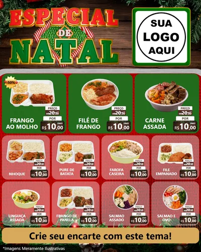 Modelo de Rede Social para Feed Instagram com o tema Especial de Natal para Restaurante
