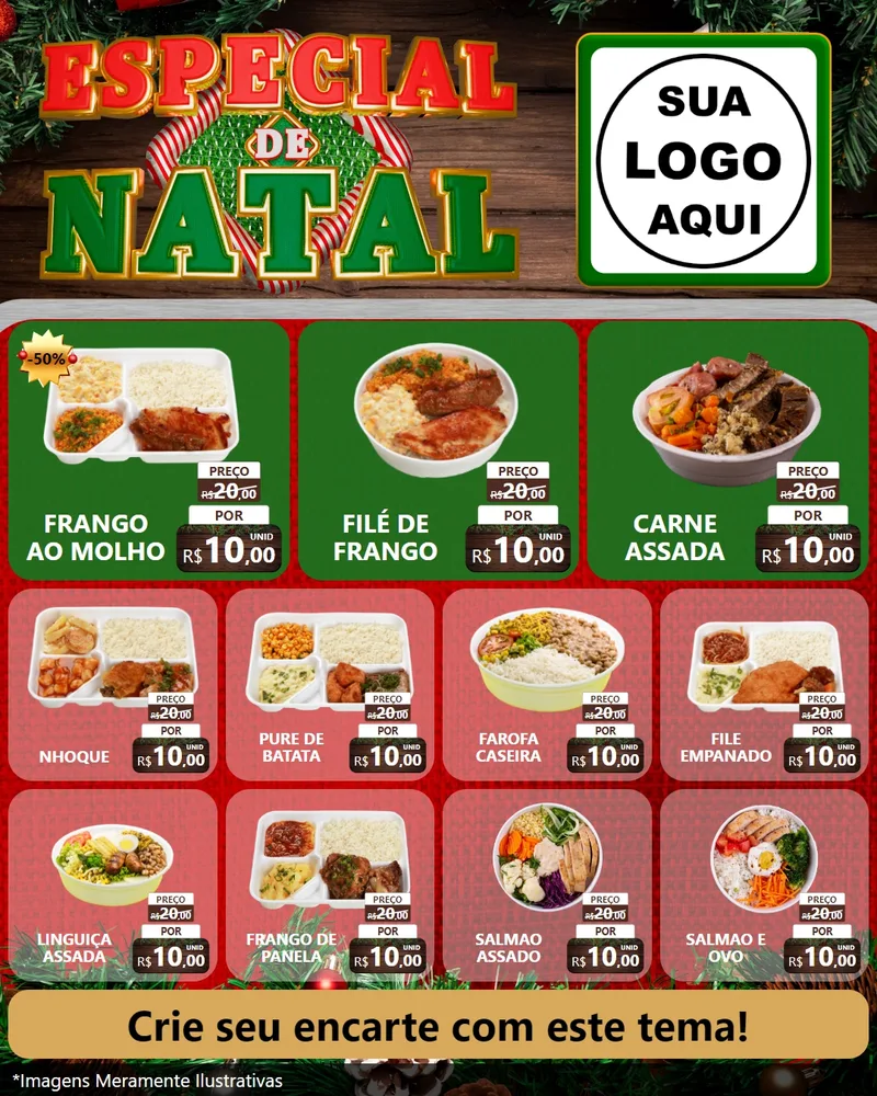 Modelo de Rede Social para Feed Instagram com o tema Especial de Natal para Restaurante