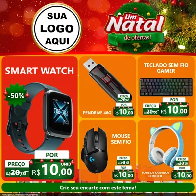 Modelo de Rede Social para Feed Facebook com o tema Um Natal de Ofertas para Informática