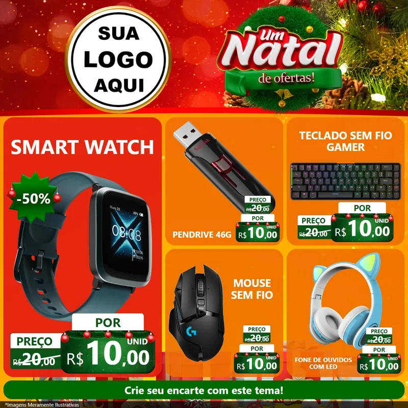 Modelo de Rede Social para Feed Facebook com o tema Um Natal de Ofertas para Informática