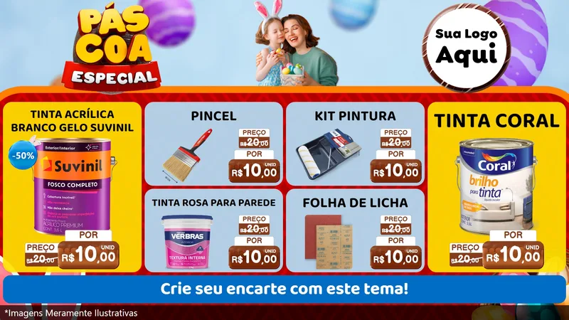 Modelo de TV para TV Horizontal com o tema Páscoa Especial para Tintas e Ferramentas