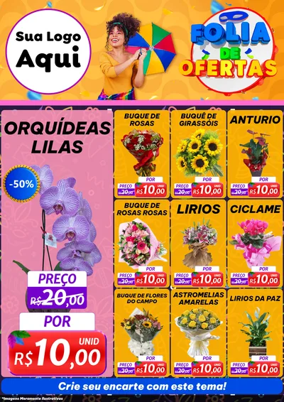 Modelo de Encarte para Encarte A4 Vertical com o tema Folia de Ofertas para Floricultura e jardim