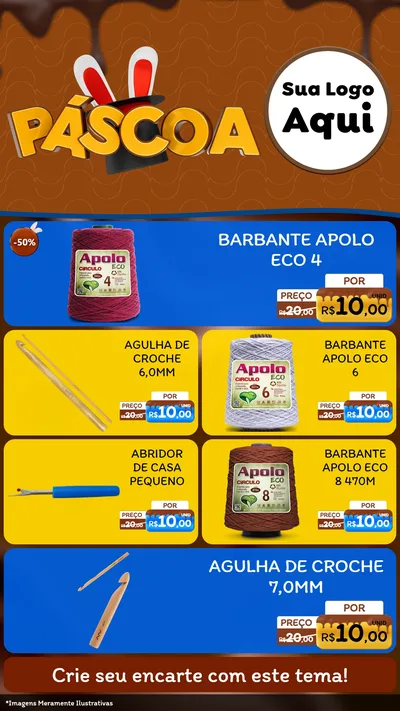 Modelo de TV para TV Vertical com o tema Páscoa para Armarinho e Aviamentos
