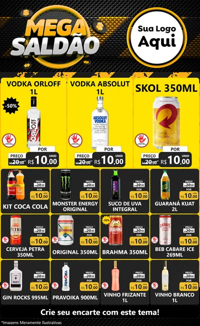 Modelo de Encarte para Encarte Grande com o tema Mega Saldão para Distribuidora de bebidas
