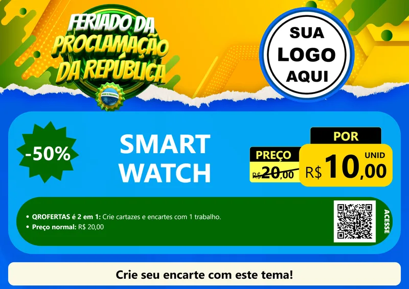Modelo de Cartaz para Cartaz A4 Horizontal com o tema Feriado da Proclamação da República para Informática