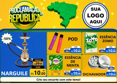 Modelo de Encarte para Encarte A4 Horizontal com o tema Proclamação da República para Tabacaria