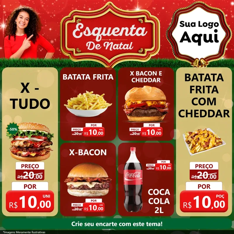 Modelo de Rede Social para Feed Facebook com o tema Esquenta de Natal para Hamburgueria