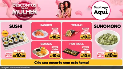 Modelo de TV para TV Horizontal com o tema Descontos Dia da Mulher para Comida japonesa