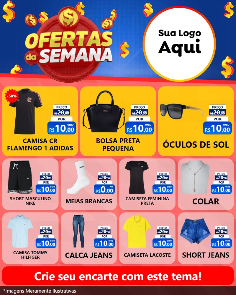 Modelo de Rede Social para Feed Instagram com o tema Ofertas Da Semana para Roupas e acessórios