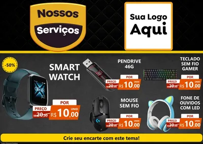 Modelo de Encarte para Encarte A4 Horizontal com o tema Nossos Serviços para Informática