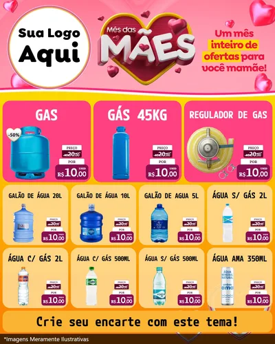 Modelo de Rede Social para Feed Instagram com o tema Mês das Mães para Água e gás