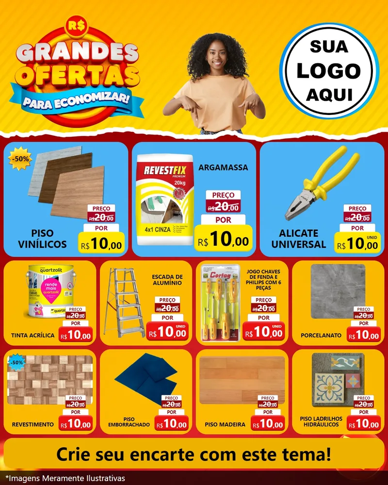 Modelo de Rede Social para Feed Instagram com o tema Grandes Ofertas Para Economizar! para Material para Construção