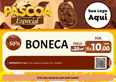 Modelo de Cartaz para Cartaz A4 Horizontal com o tema Páscoa Especial para Brinquedos