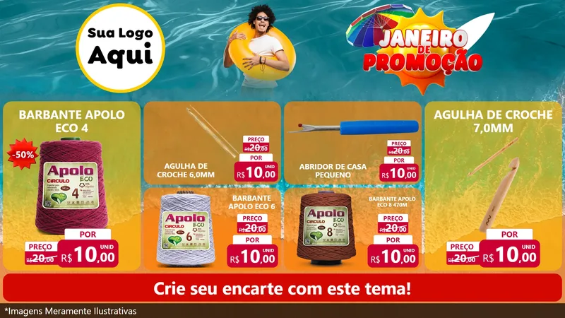 Modelo de TV para TV Horizontal com o tema Janeiro de Promoção para Armarinho e Aviamentos