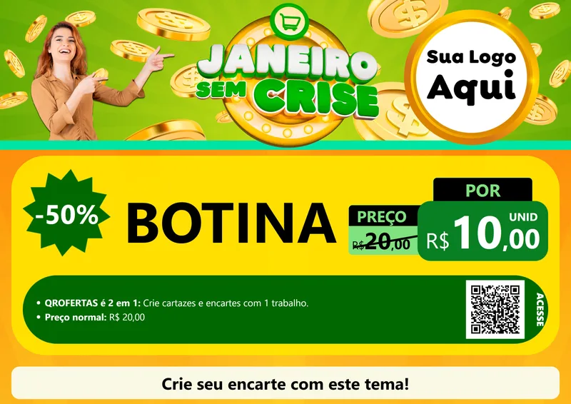 Modelo de Cartaz para Cartaz A4 Horizontal com o tema Janeiro Sem Crise para Agropecuária