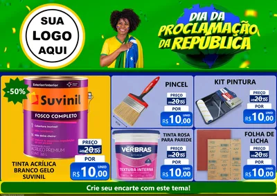 Modelo de Encarte para Encarte A4 Horizontal com o tema Dia Da Proclamação Da República para Tintas e Ferramentas