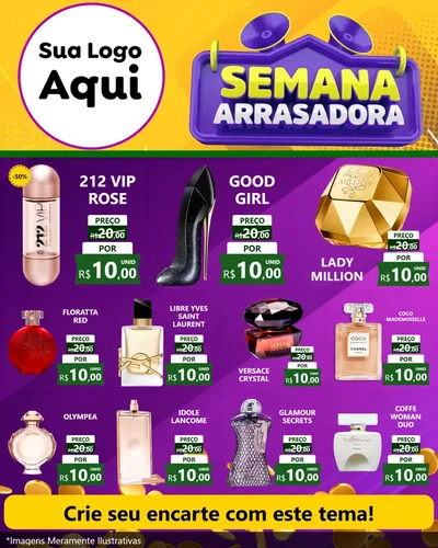 Modelo de Rede Social para Feed Instagram com o tema Semana Arrasadora para Perfumes