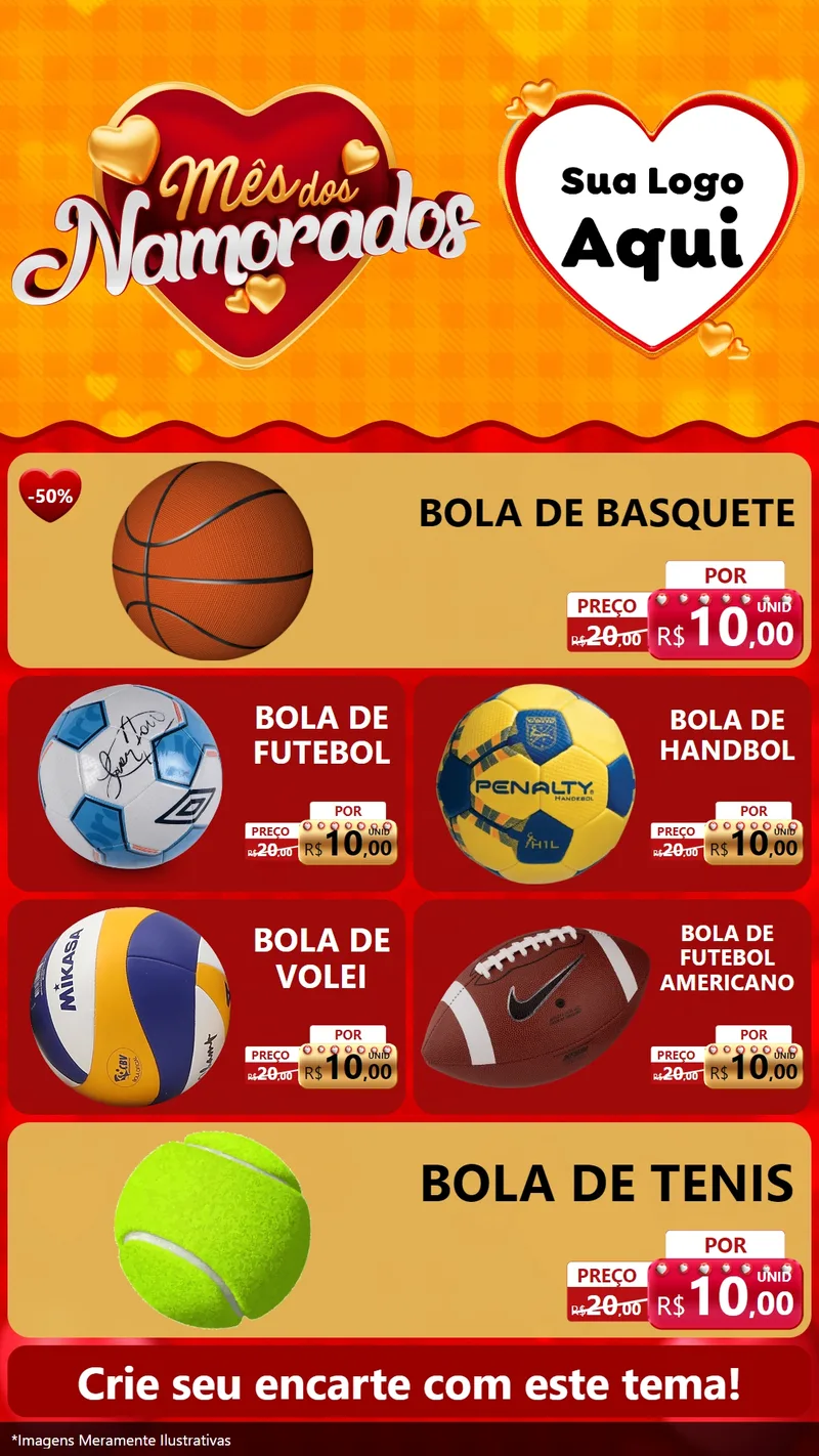 Modelo de TV para TV Vertical com o tema Mês dos Namorados para Artigos Esportivos