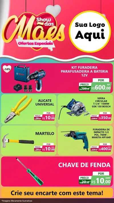 Modelo de TV para TV Vertical com o tema Show das Mães - Ofertas Especiais para Maquinas e Ferramentas