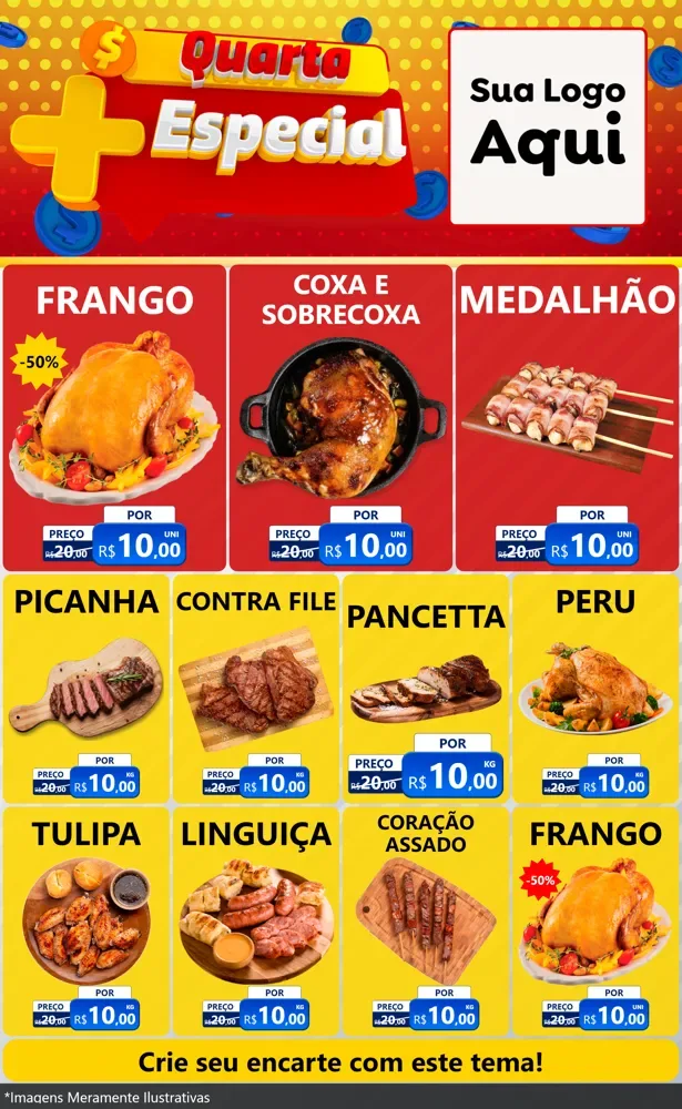 Modelo de Encarte para Encarte Grande com o tema Quarta Mais Especial para Assados