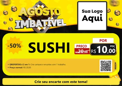 Modelo de Cartaz para Cartaz A4 Horizontal com o tema Agosto Imbatível para Comida japonesa