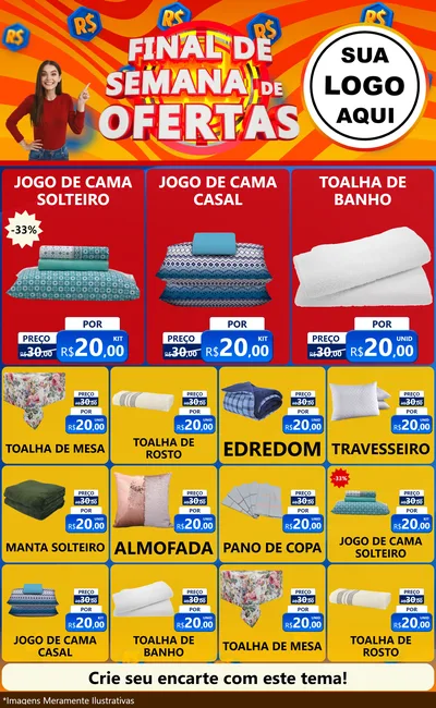 Modelo de Encarte para Encarte Grande com o tema Final de Semana de Ofertas para Cama, Mesa e Banho