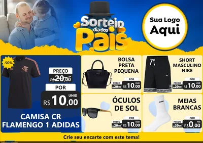 Modelo de Encarte para Encarte A4 Horizontal com o tema Sorteio Dia Dos Pais para Roupas e acessórios