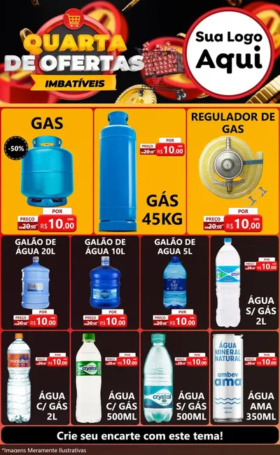 Modelo de Encarte para Encarte Grande com o tema Quarta de Ofertas Imbatíveis para Água e gás