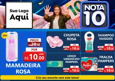 Modelo de Encarte para Encarte A4 Horizontal com o tema Nota 10 para Bebês