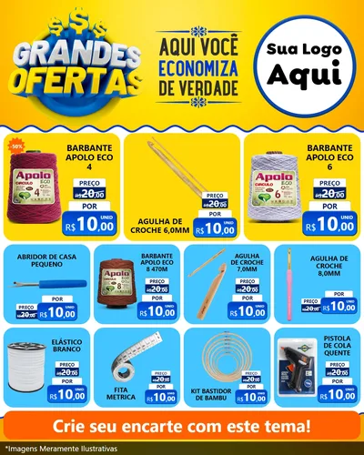 Modelo de Rede Social para Feed Instagram com o tema Grandes Ofertas para Armarinho e Aviamentos