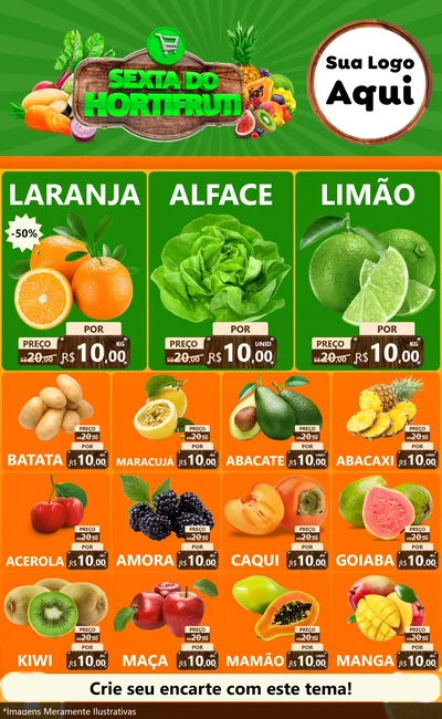Modelo de Encarte para Encarte Grande com o tema Sexta do Hortifrúti para Hortifrúti
