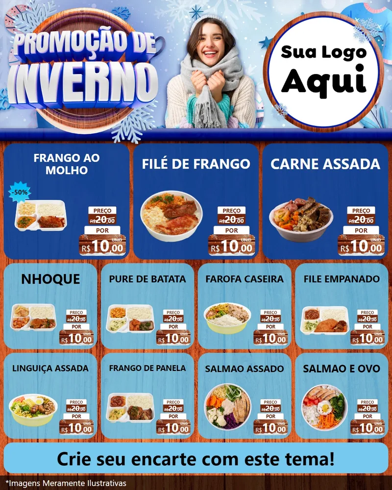 Modelo de Rede Social para Feed Instagram com o tema Promoção de Inverno para Restaurante