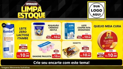 Modelo de TV para TV Horizontal com o tema Operação Limpa Estoque para Frios e Laticínios