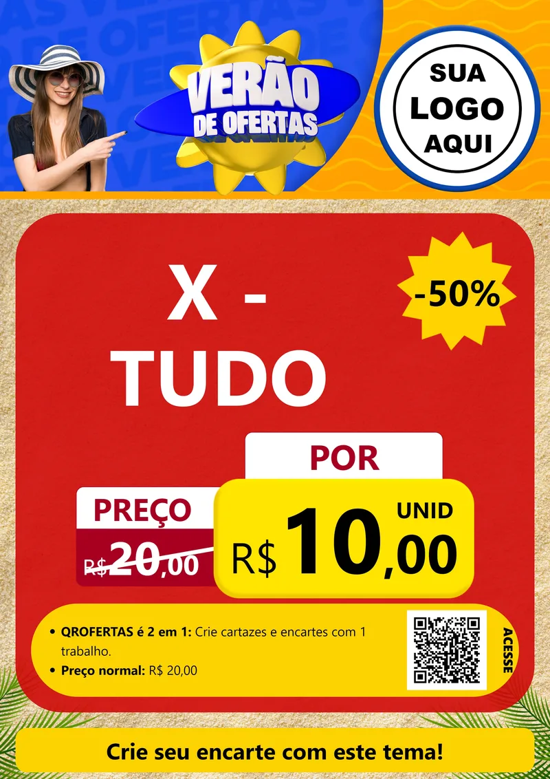 Modelo de Cartaz para Cartaz A4 Vertical com o tema Verão de Ofertas para Hamburgueria