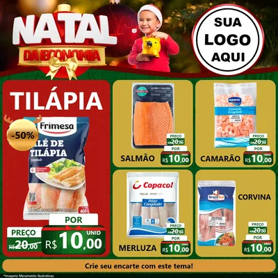 Modelo de Rede Social para Feed Facebook com o tema Natal da Economia para Peixaria