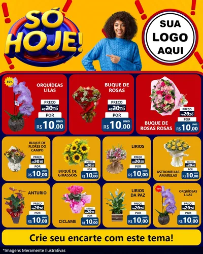 Modelo de Rede Social para Feed Instagram com o tema Só Hoje! para Floricultura e jardim