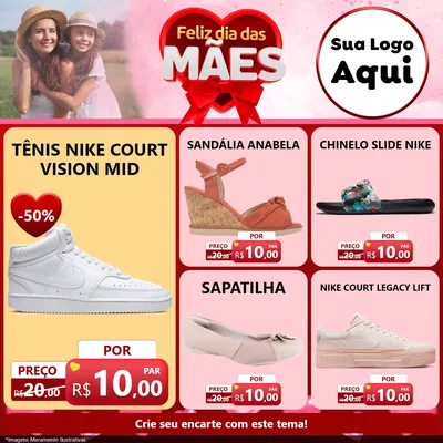 Modelo de Rede Social para Feed Facebook com o tema Feliz Dia Das Mães para Calçados
