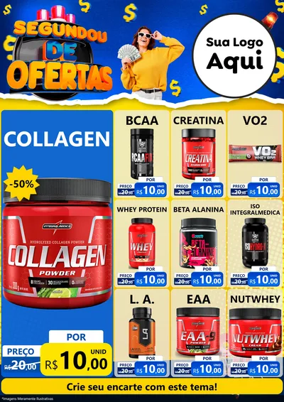 Modelo de Encarte para Encarte A4 Vertical com o tema Segundou de Ofertas para Suplementos alimentares