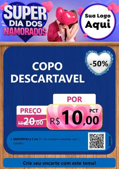 Modelo de Cartaz para Cartaz A4 Vertical com o tema Super Dia dos Namorados para Embalagens
