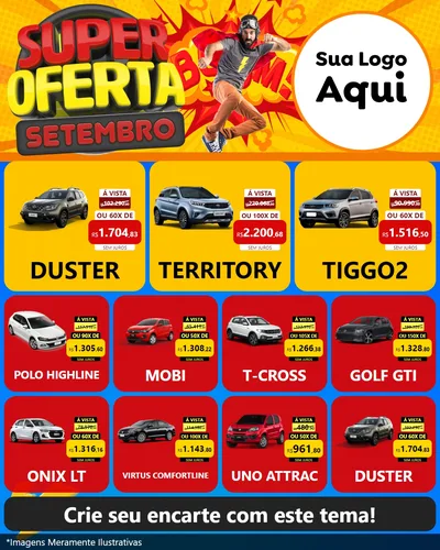 Modelo de Rede Social para Feed Instagram com o tema Super Oferta Setembro para Concessionaria de Carros