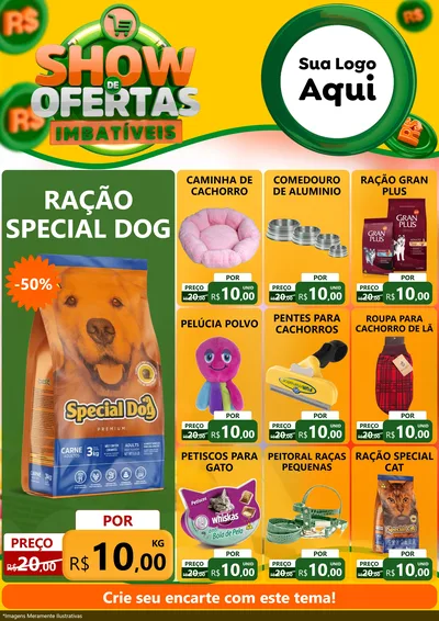 Modelo de Encarte para Encarte A4 Vertical com o tema Show de Ofertas Imbatíveis para Pet Shop