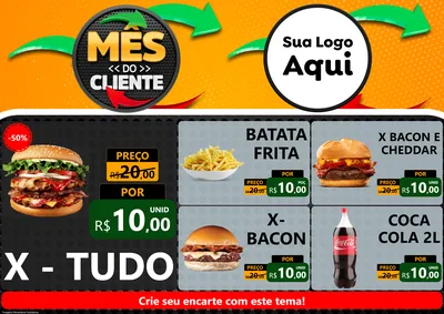 Modelo de Encarte para Encarte A4 Horizontal com o tema Mês do Cliente para Hamburgueria