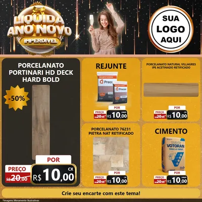 Modelo de Rede Social para Feed Facebook com o tema Liquida Ano Novo Imperdível para Pisos e revestimentos